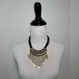 Chico's gold and brown and Fringe Necklace